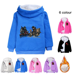 Skibidi Toilet Man Sherpa Lined Hoodie Fleece Sweatshirt Full Zip Hooded Jacket for Kids