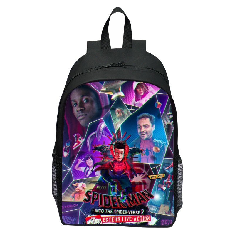 Spider Man  Across the Spider Verse Miles Morales Full Printed Backpack Schoolbag Travel Notebook Bag for Kids Students