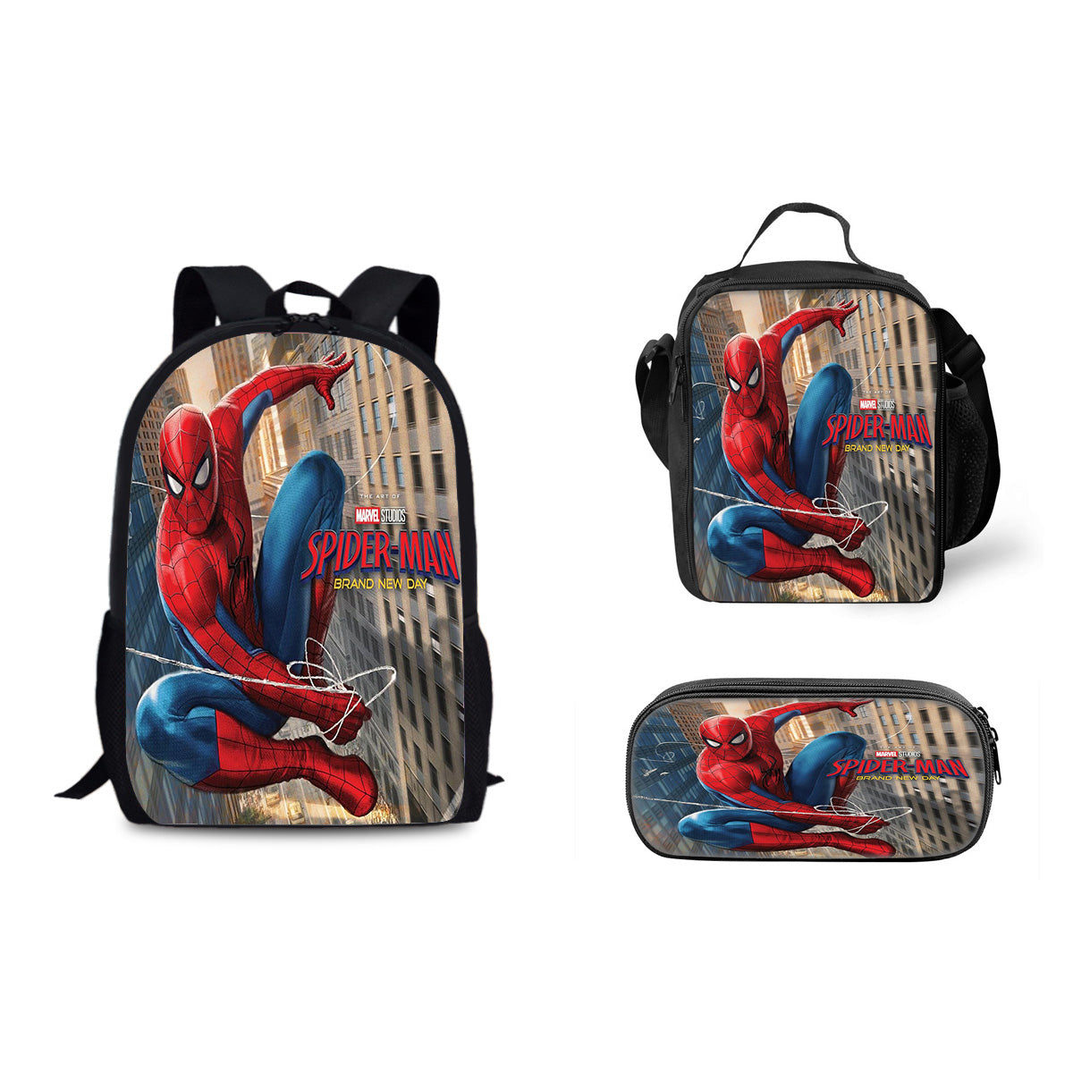 Spider Man Brand New Day Backpack Schoolbag Lunch Bag Pencil Bag for Kids Students 3PCS