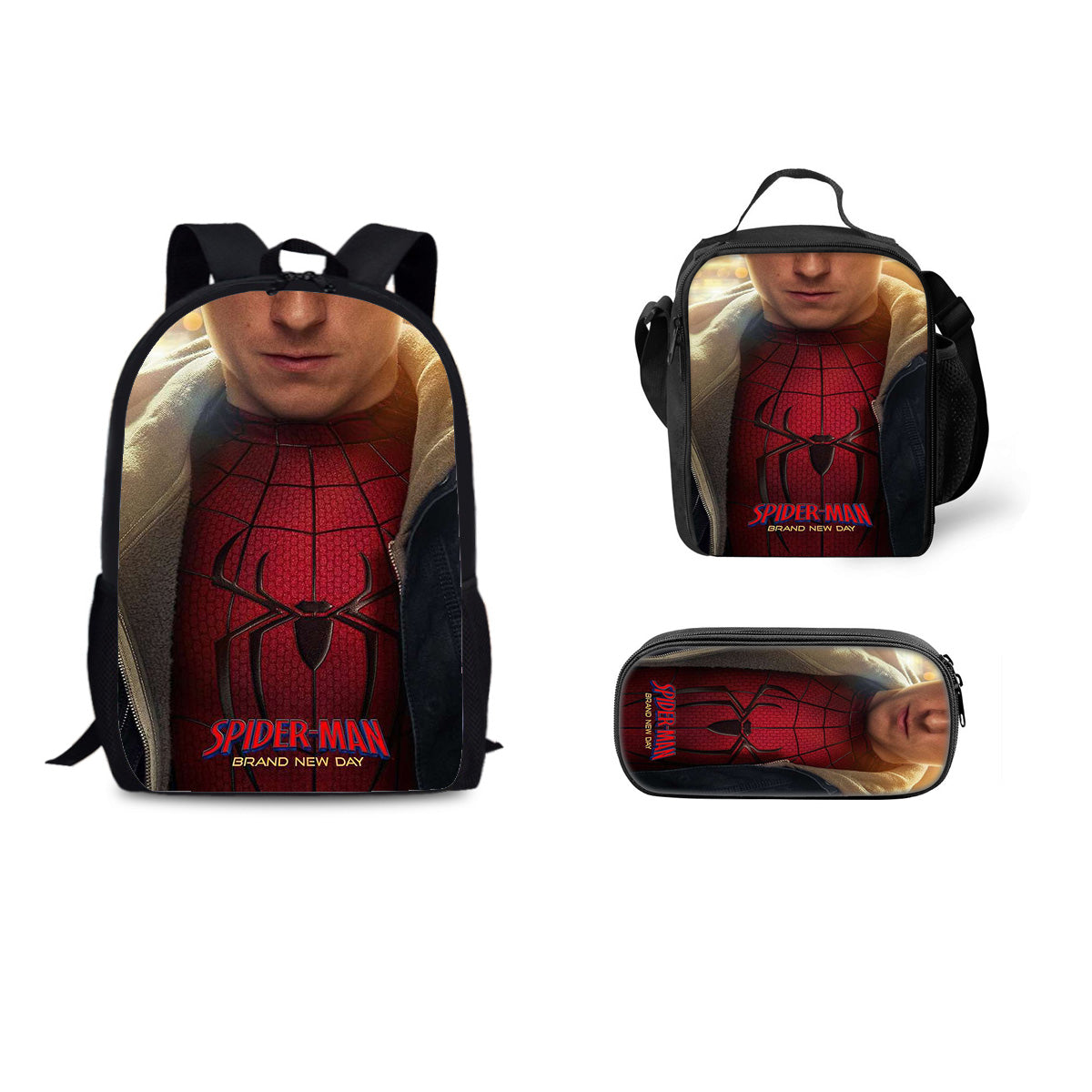 Spider Man Brand New Day Backpack Schoolbag Lunch Bag Pencil Bag for Kids Students 3PCS