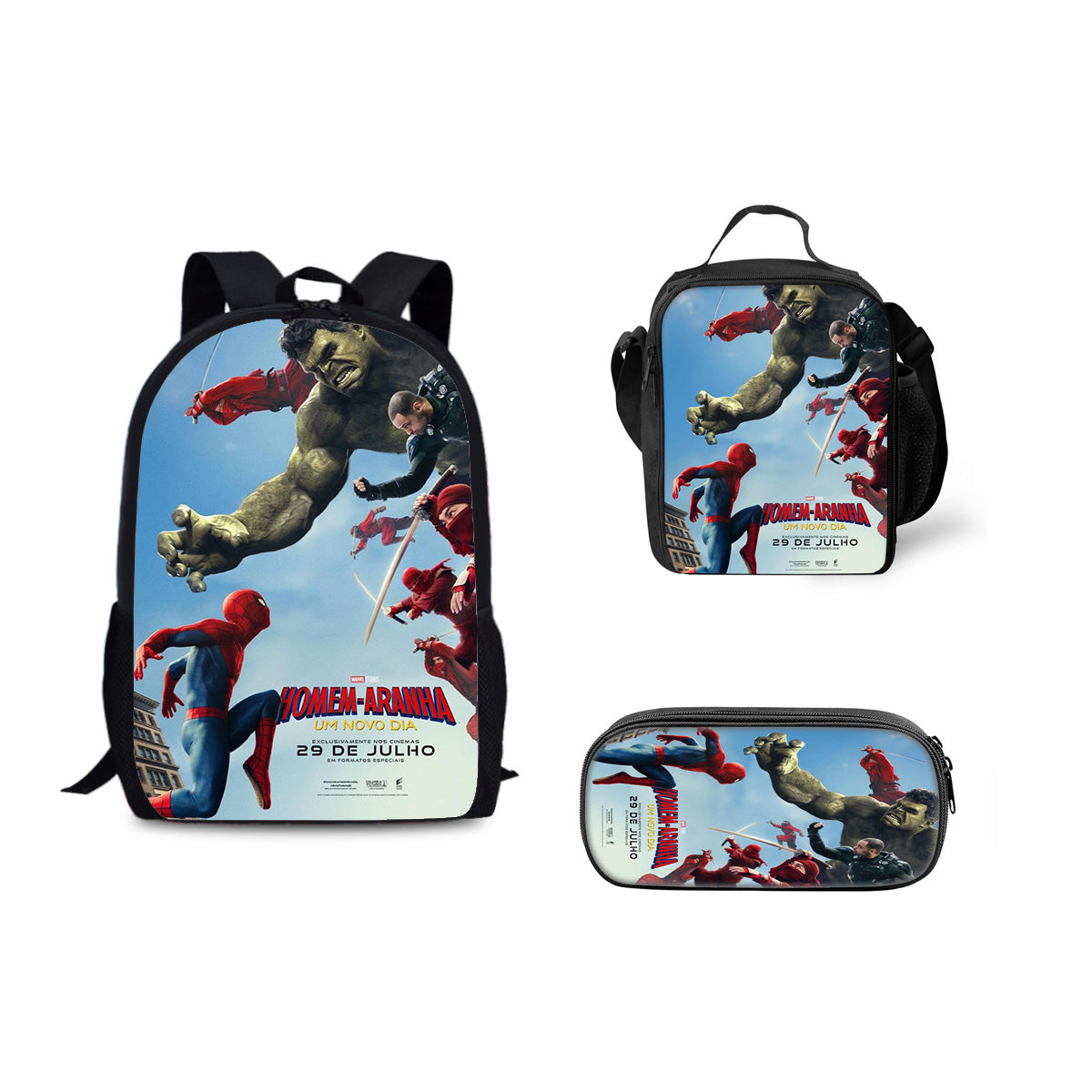 Spider Man Brand New Day Backpack Schoolbag Lunch Bag Pencil Bag for Kids Students 3PCS