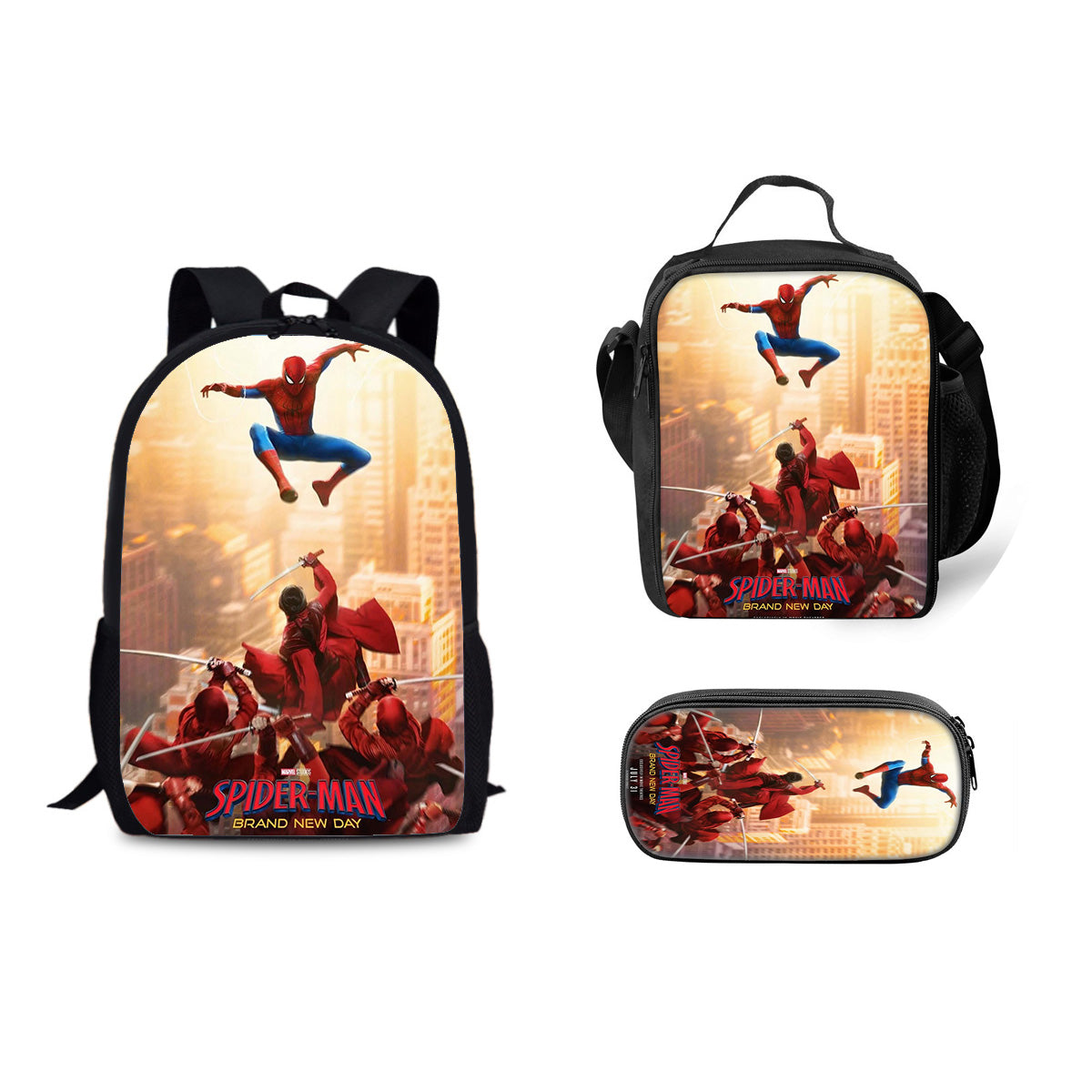 Spider Man Brand New Day Backpack Schoolbag Lunch Bag Pencil Bag for Kids Students 3PCS