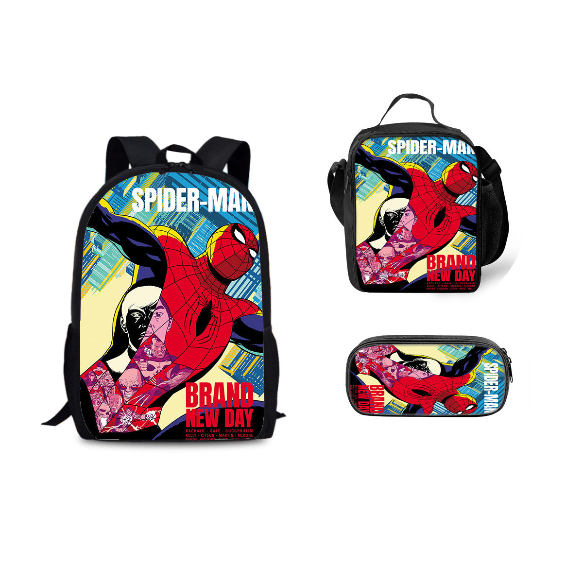 Spider Man Brand New Day Backpack Schoolbag Lunch Bag Pencil Bag for Kids Students 3PCS