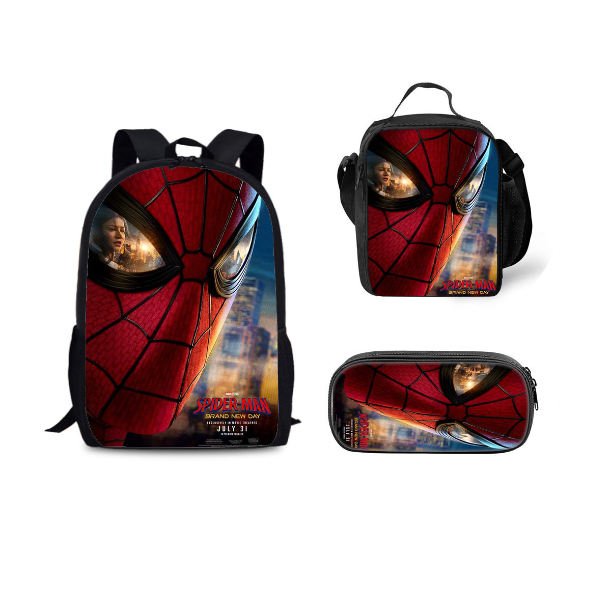 Spider Man Brand New Day Backpack Schoolbag Lunch Bag Pencil Bag for Kids Students 3PCS