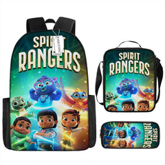 Spirit Rangers Full Printed Backpack Schoolbag Travel Notebook Bag Lunch Bag Pencil Bag for Kids Students 3PCS