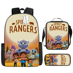 Spirit Rangers Full Printed Backpack Schoolbag Travel Notebook Bag Lunch Bag Pencil Bag for Kids Students 3PCS