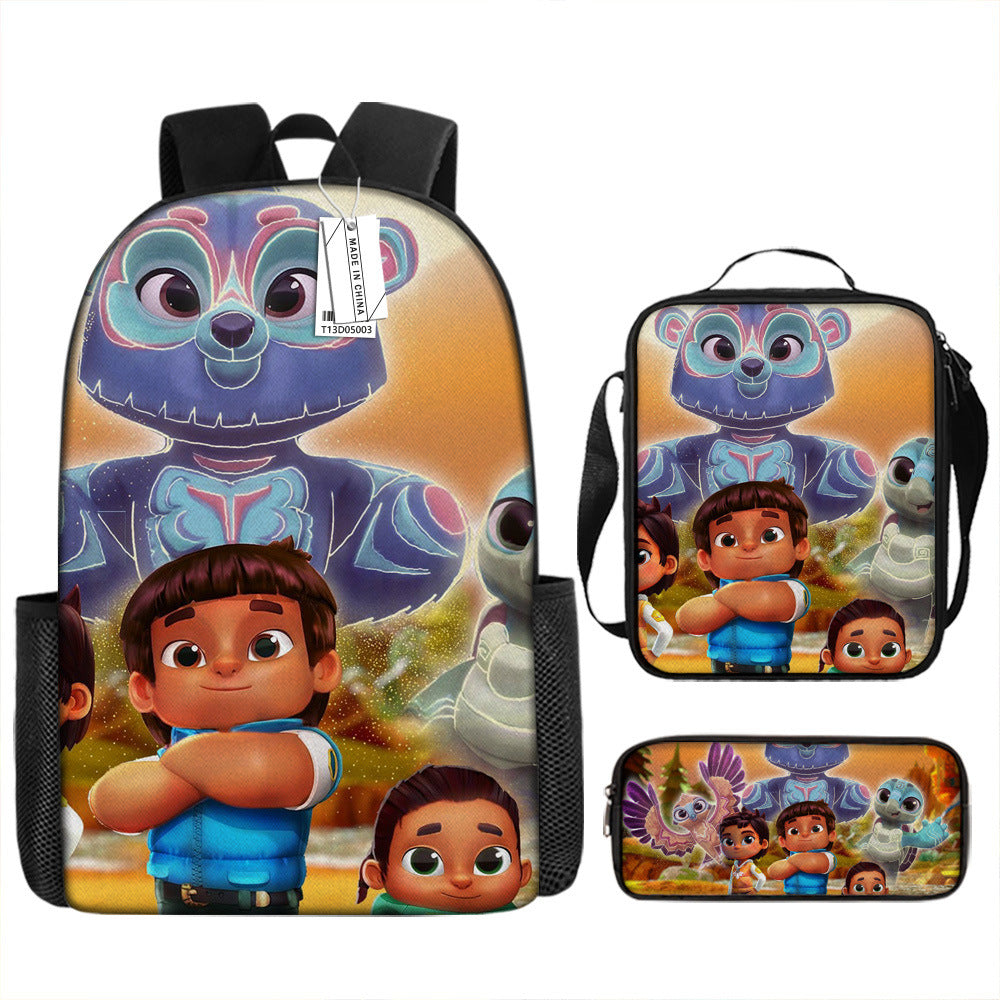 Spirit Rangers Full Printed Backpack Schoolbag Travel Notebook Bag Lunch Bag Pencil Bag for Kids Students 3PCS