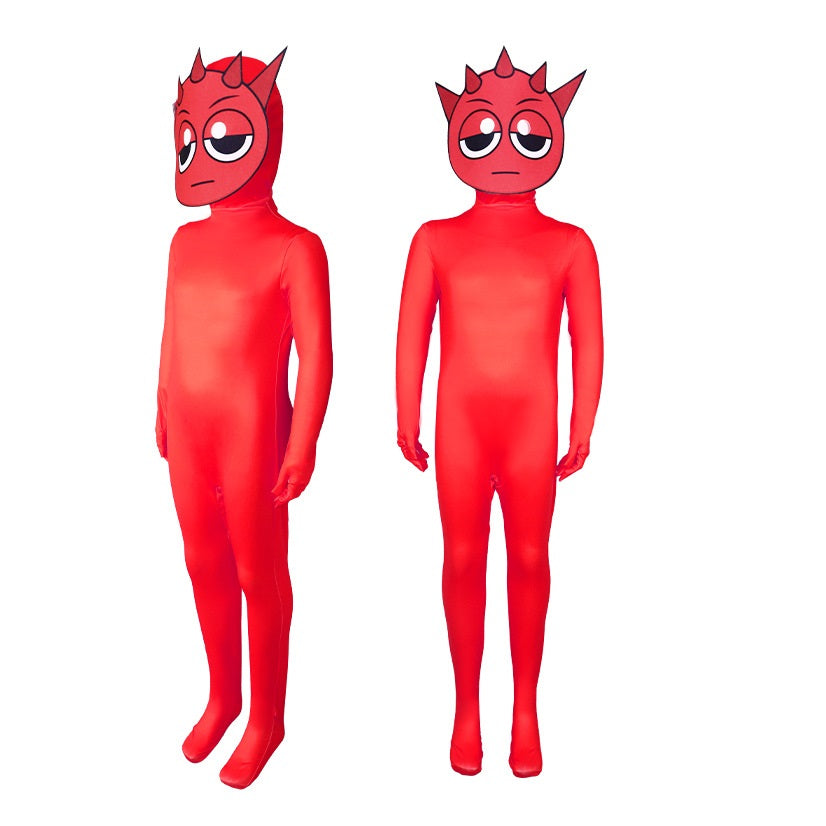 Sprunki Incredibox Cosplay Costume with Mask Boys Girls Bodysuit Halloween Fancy Jumpsuits