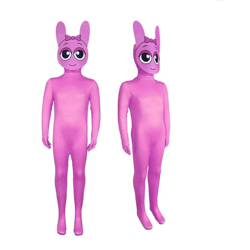 Sprunki Incredibox Cosplay Costume with Mask Boys Girls Bodysuit Halloween Fancy Jumpsuits