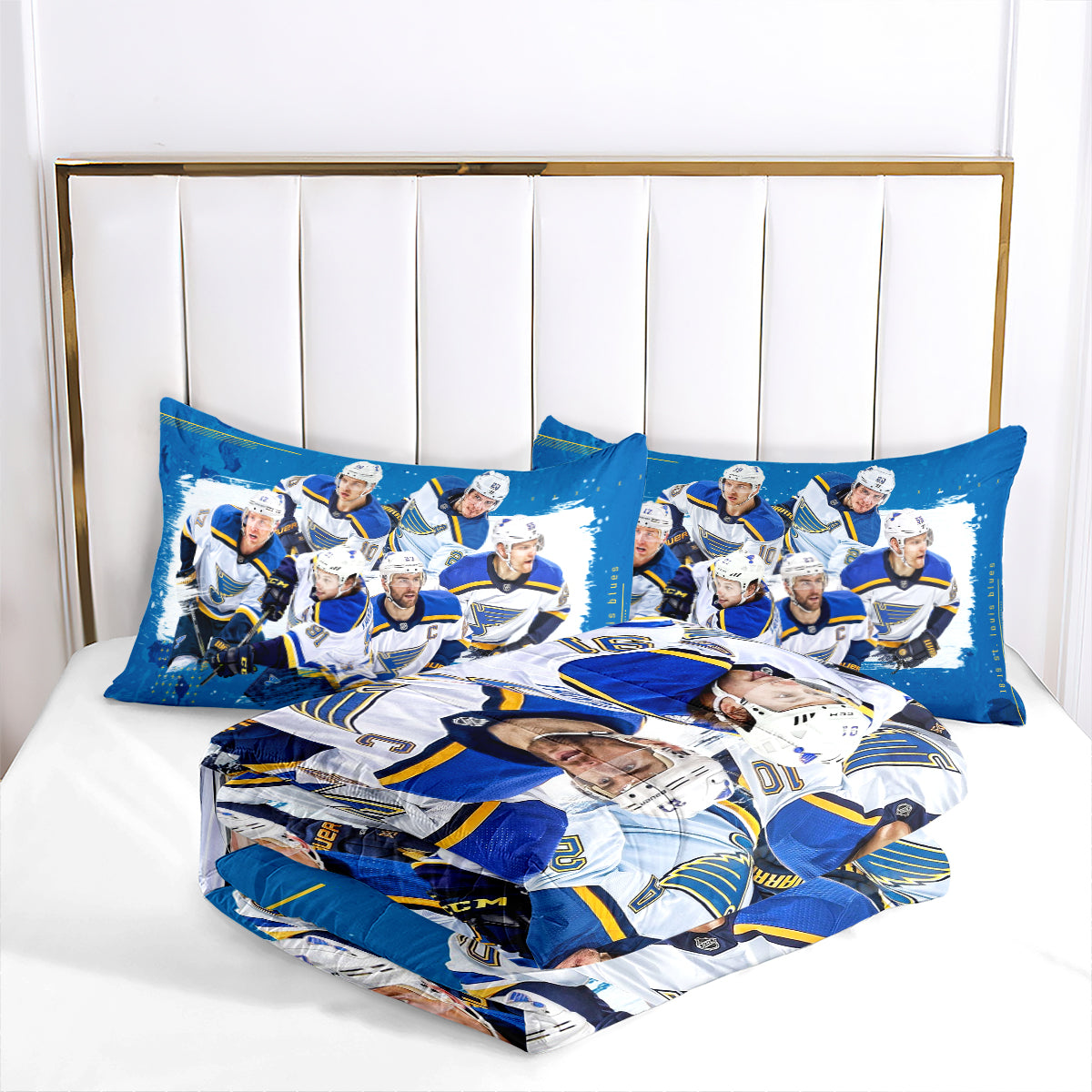 St. Louis Hockey Blues Comforter Pillowcases 3PC Sets Blanket All Season Reversible Quilted Duvet