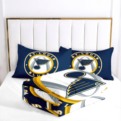 St. Louis Hockey Blues Comforter Pillowcases 3PC Sets Blanket All Season Reversible Quilted Duvet