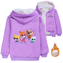 SuperKitties Sherpa Lined Hoodie Fleece Sweatshirt Full Zip Hooded Jacket for Kids