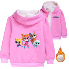 SuperKitties Sherpa Lined Hoodie Fleece Sweatshirt Full Zip Hooded Jacket for Kids