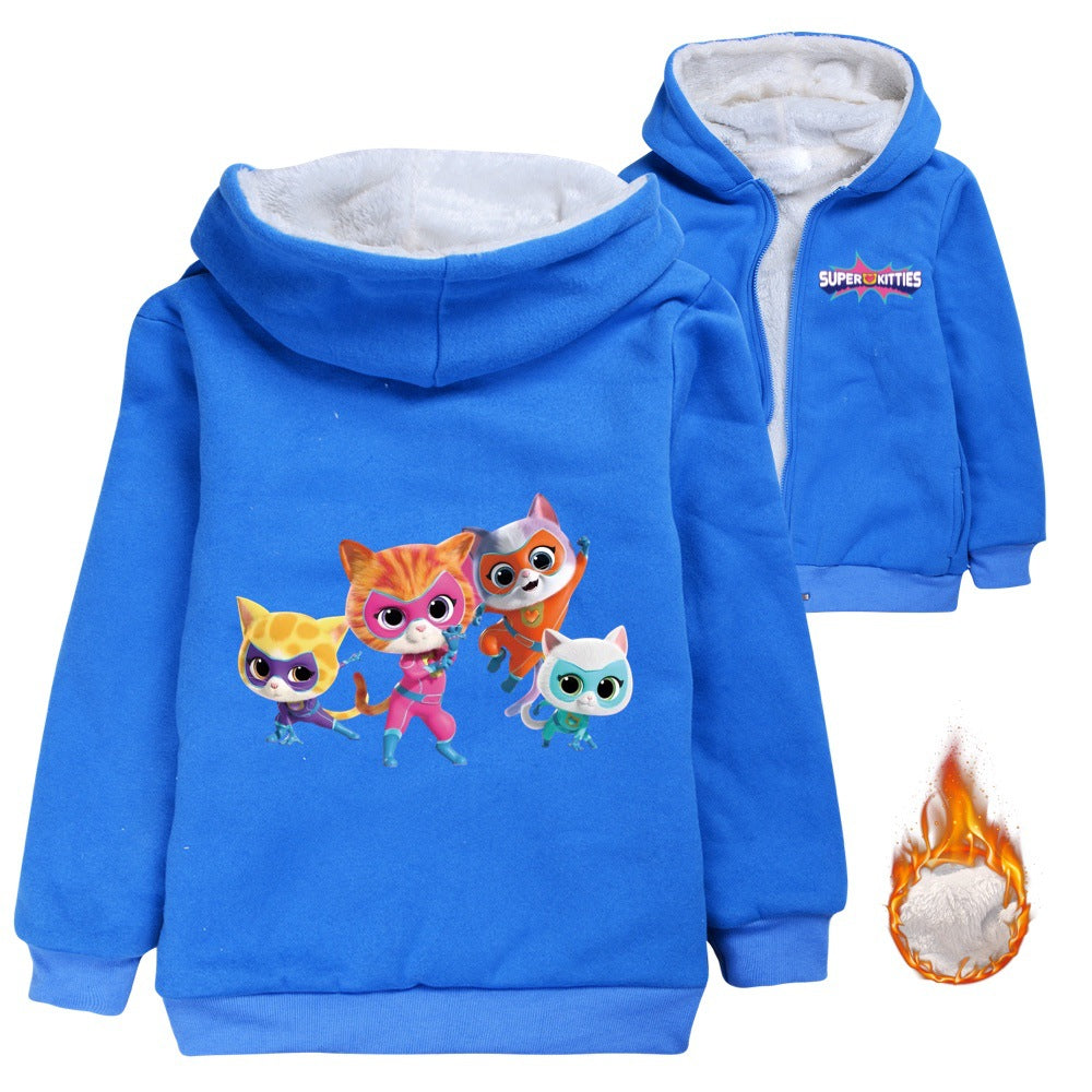 SuperKitties Sherpa Lined Hoodie Fleece Sweatshirt Full Zip Hooded Jacket for Kids