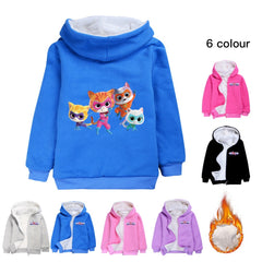 SuperKitties Sherpa Lined Hoodie Fleece Sweatshirt Full Zip Hooded Jacket for Kids