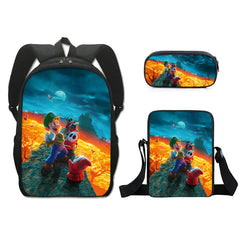 Super Mario Full Printed Backpack Schoolbag Travel Notebook Bag Lunch Bag Pencil Bag for Kids Students 3PCS