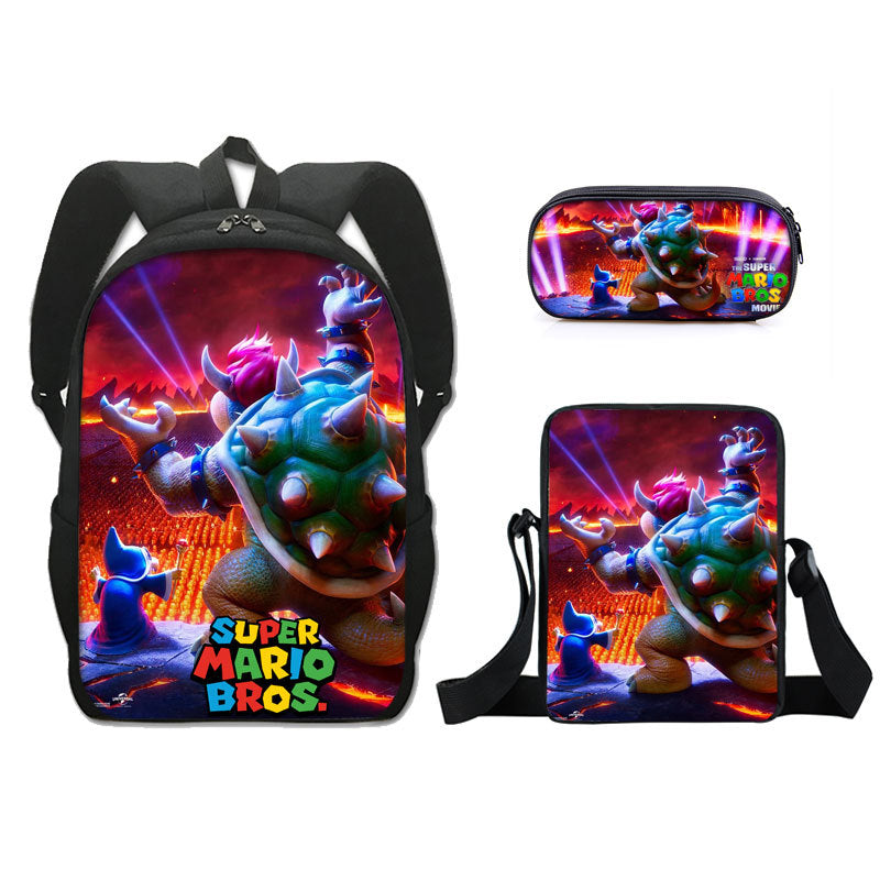 Super Mario Full Printed Backpack Schoolbag Travel Notebook Bag Lunch Bag Pencil Bag for Kids Students 3PCS