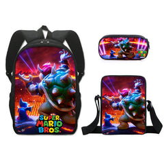 Super Mario Full Printed Backpack Schoolbag Travel Notebook Bag Lunch Bag Pencil Bag for Kids Students 3PCS