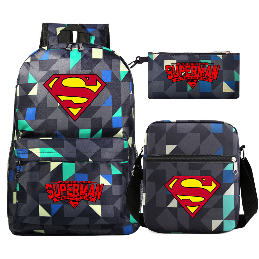 Superman Superhero Schoolbag Backpack Shoulder Bag Pencil Case set for Kids Students