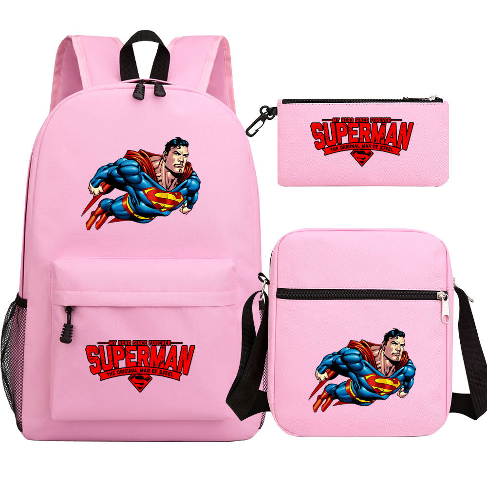 Superman Superhero Schoolbag Backpack Shoulder Bag Pencil Case set for Kids Students