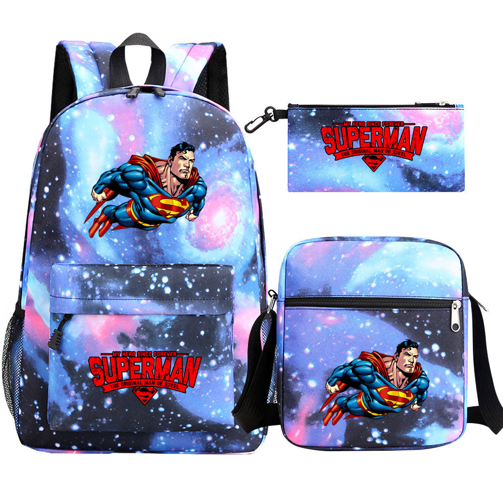 Superman Superhero Schoolbag Backpack Shoulder Bag Pencil Case set for Kids Students