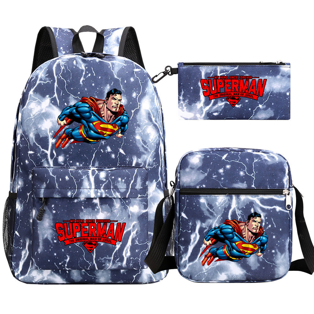 Superman Superhero Schoolbag Backpack Shoulder Bag Pencil Case set for Kids Students