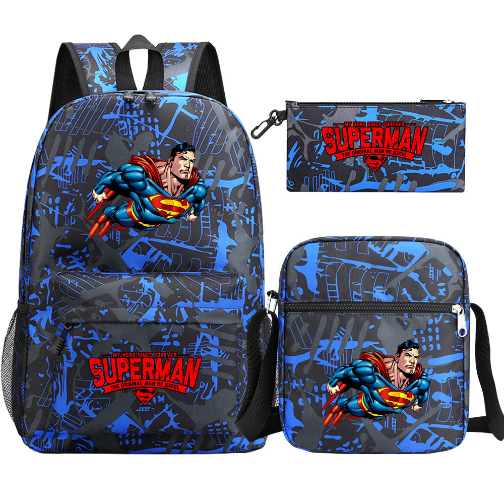Superman Superhero Schoolbag Backpack Shoulder Bag Pencil Case set for Kids Students