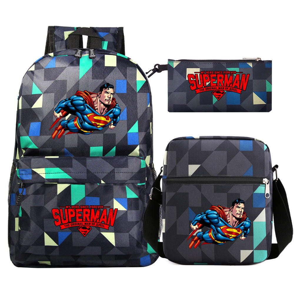 Superman Superhero Schoolbag Backpack Shoulder Bag Pencil Case set for Kids Students