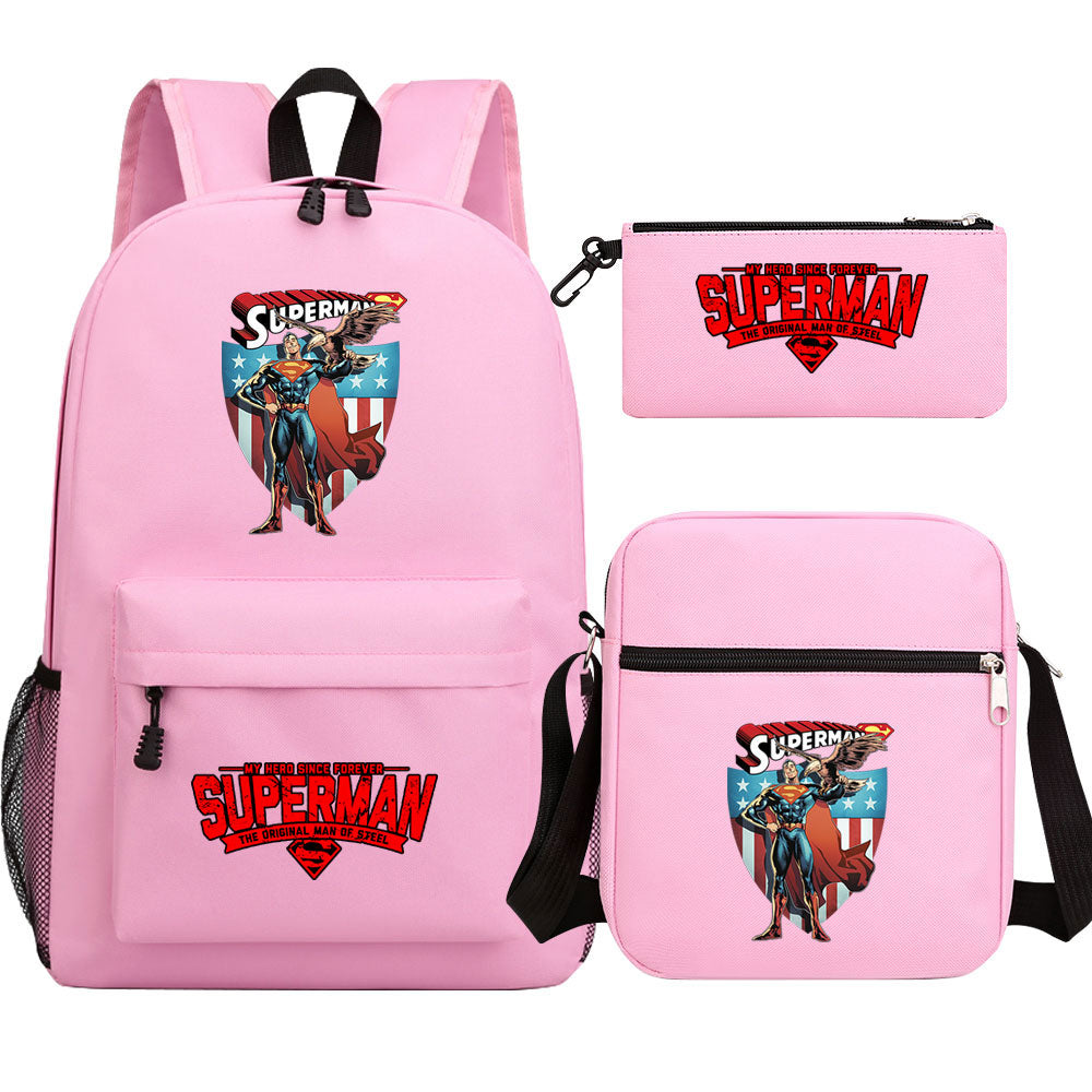 Superman Superhero Schoolbag Backpack Shoulder Bag Pencil Case set for Kids Students