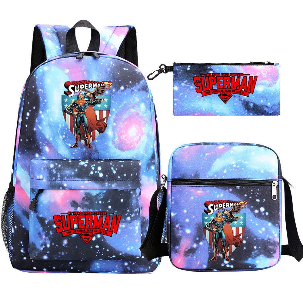 Superman Superhero Schoolbag Backpack Shoulder Bag Pencil Case set for Kids Students