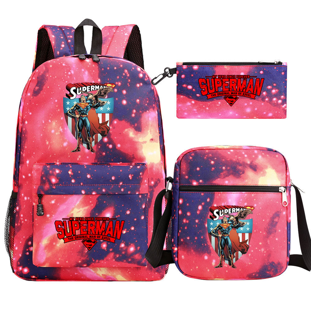 Superman Superhero Schoolbag Backpack Shoulder Bag Pencil Case set for Kids Students