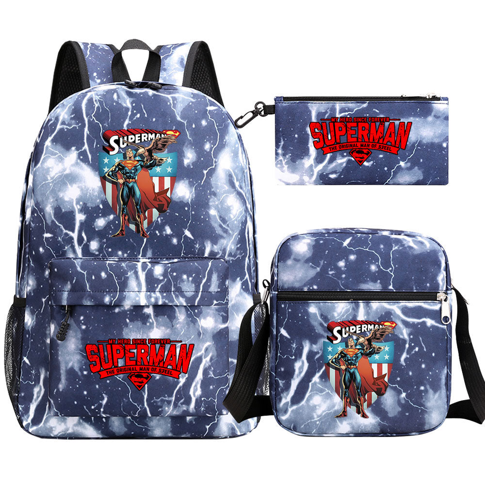 Superman Superhero Schoolbag Backpack Shoulder Bag Pencil Case set for Kids Students