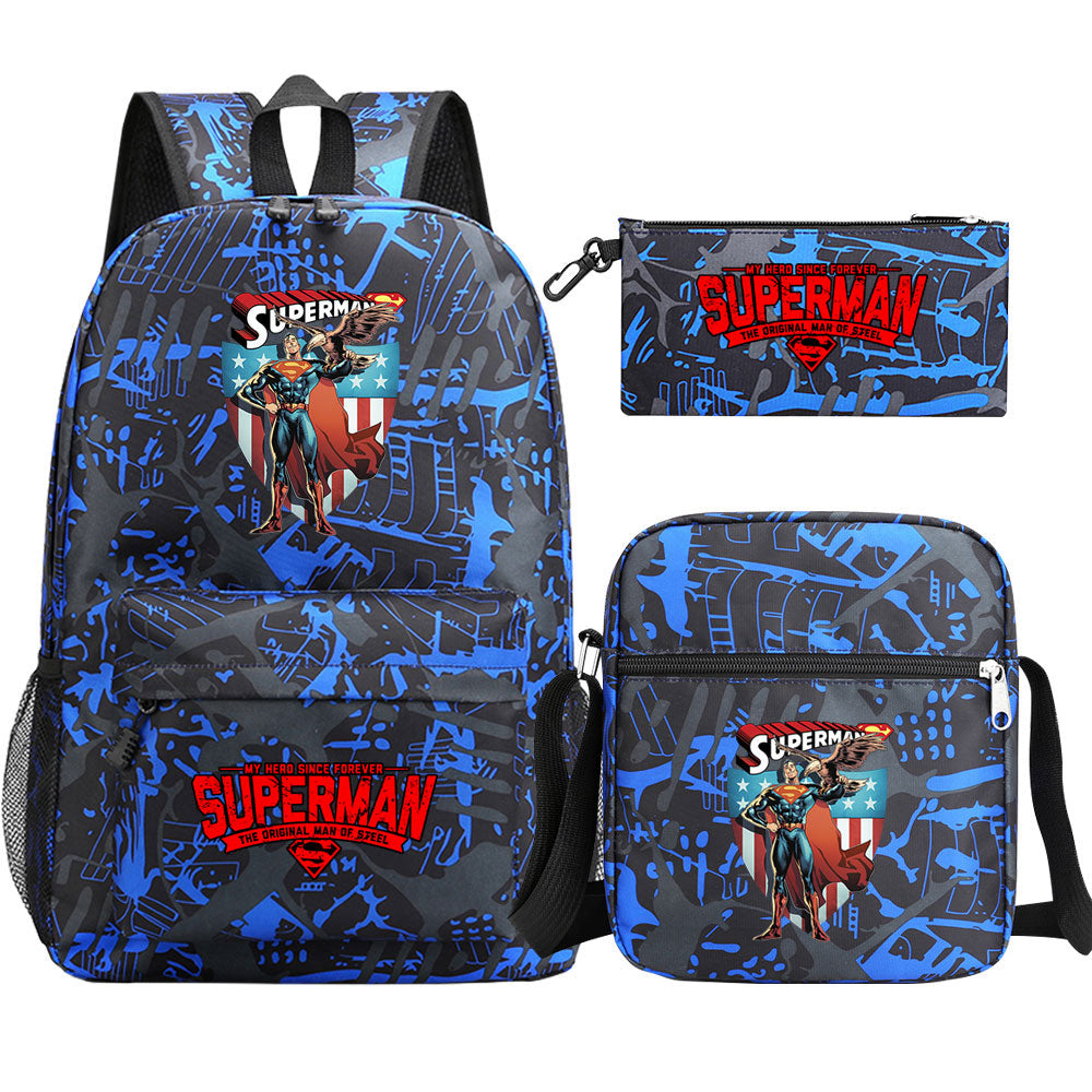 Superman Superhero Schoolbag Backpack Shoulder Bag Pencil Case set for Kids Students