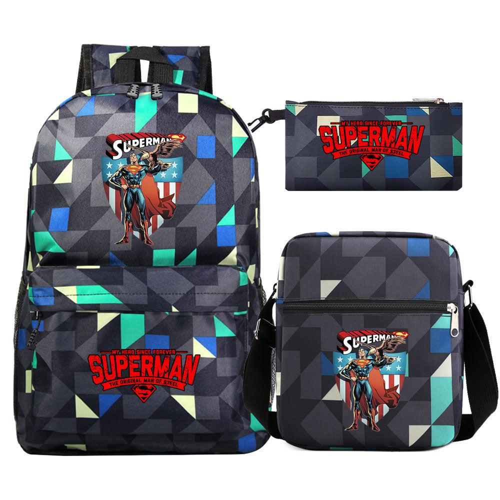 Superman Superhero Schoolbag Backpack Shoulder Bag Pencil Case set for Kids Students