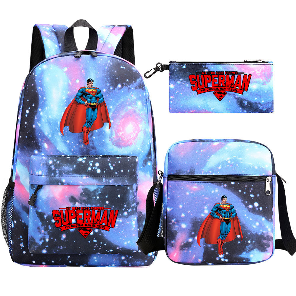 Superman Superhero Schoolbag Backpack Shoulder Bag Pencil Case set for Kids Students