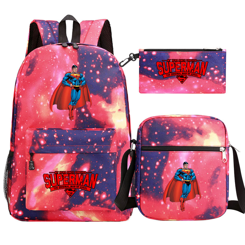 Superman Superhero Schoolbag Backpack Shoulder Bag Pencil Case set for Kids Students