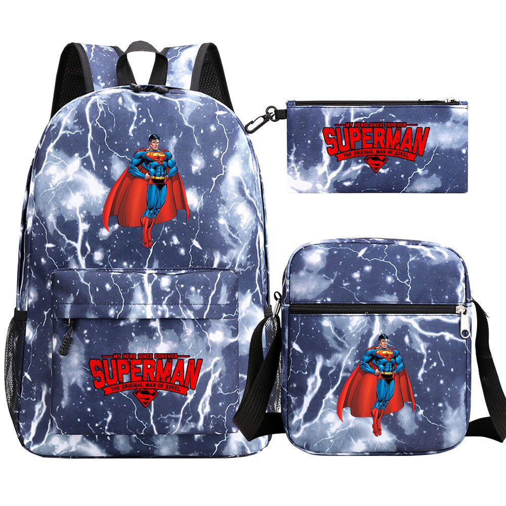 Superman Superhero Schoolbag Backpack Shoulder Bag Pencil Case set for Kids Students
