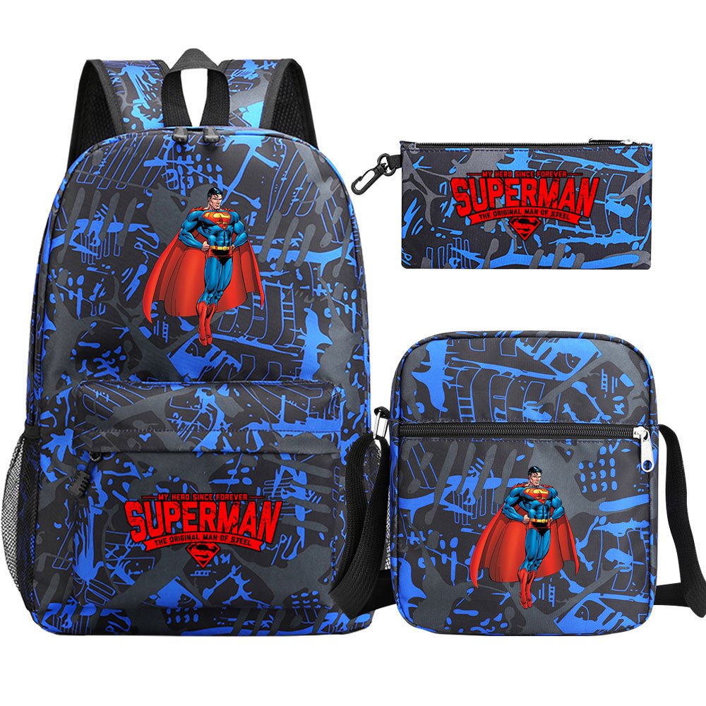 Superman Superhero Schoolbag Backpack Shoulder Bag Pencil Case set for Kids Students