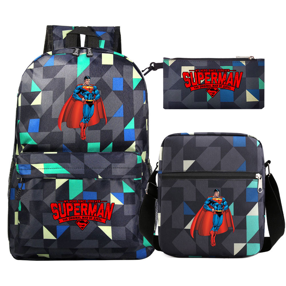 Superman Superhero Schoolbag Backpack Shoulder Bag Pencil Case set for Kids Students