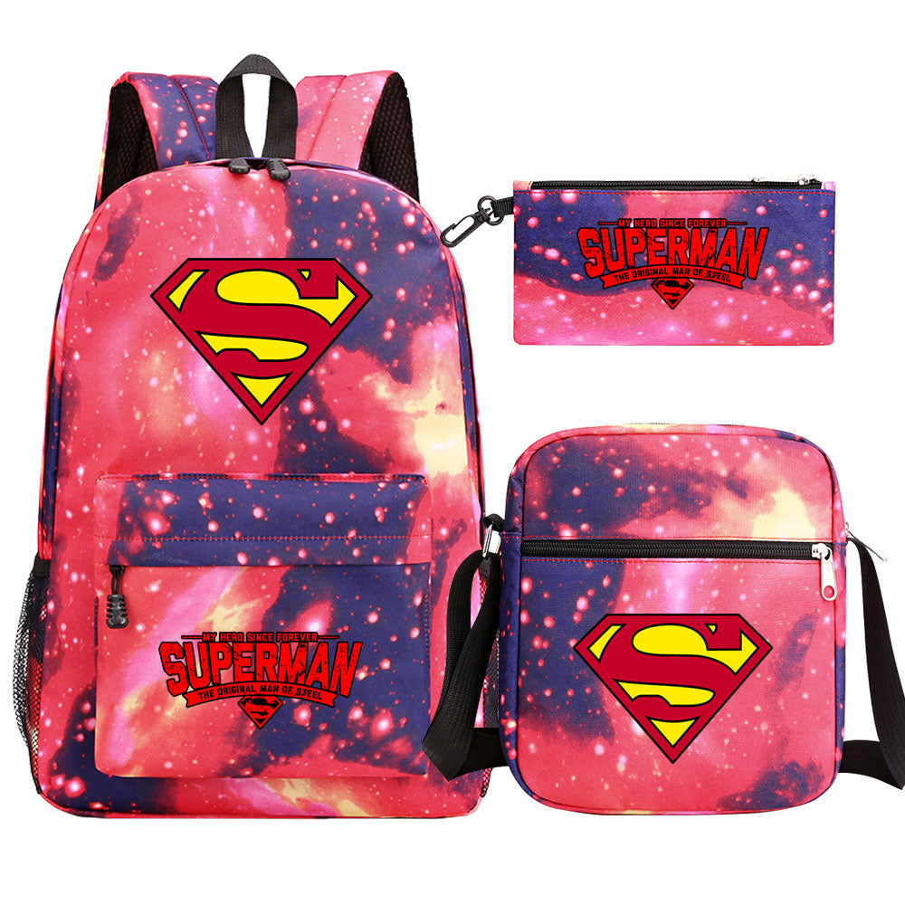 Superman Superhero Schoolbag Backpack Shoulder Bag Pencil Case set for Kids Students