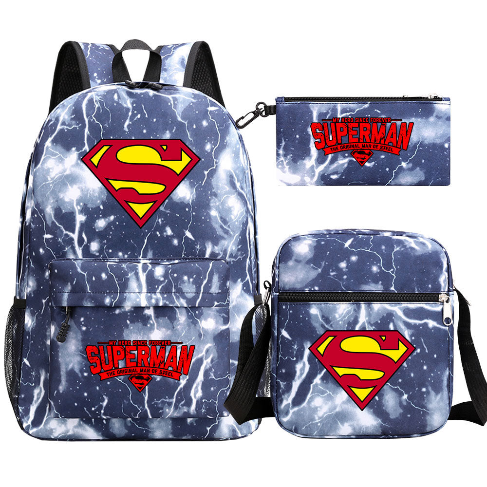 Superman Superhero Schoolbag Backpack Shoulder Bag Pencil Case set for Kids Students