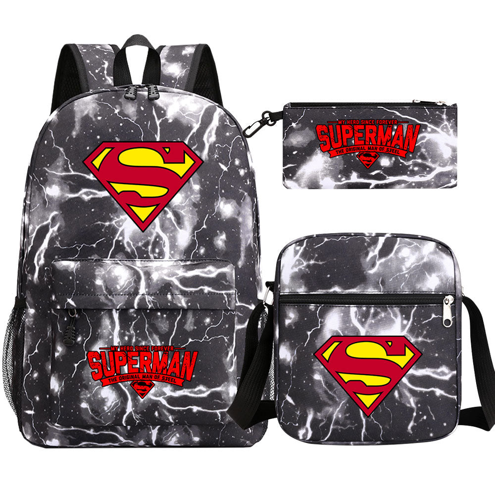 Superman Superhero Schoolbag Backpack Shoulder Bag Pencil Case set for Kids Students