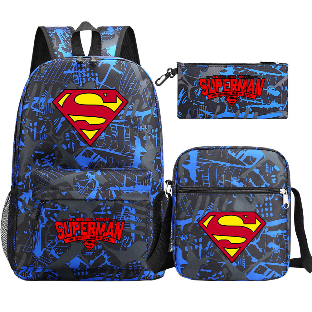 Superman Superhero Schoolbag Backpack Shoulder Bag Pencil Case set for Kids Students