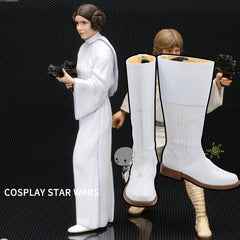 Star Wars Princess Leia White Cosplay Shoes Boots Customized