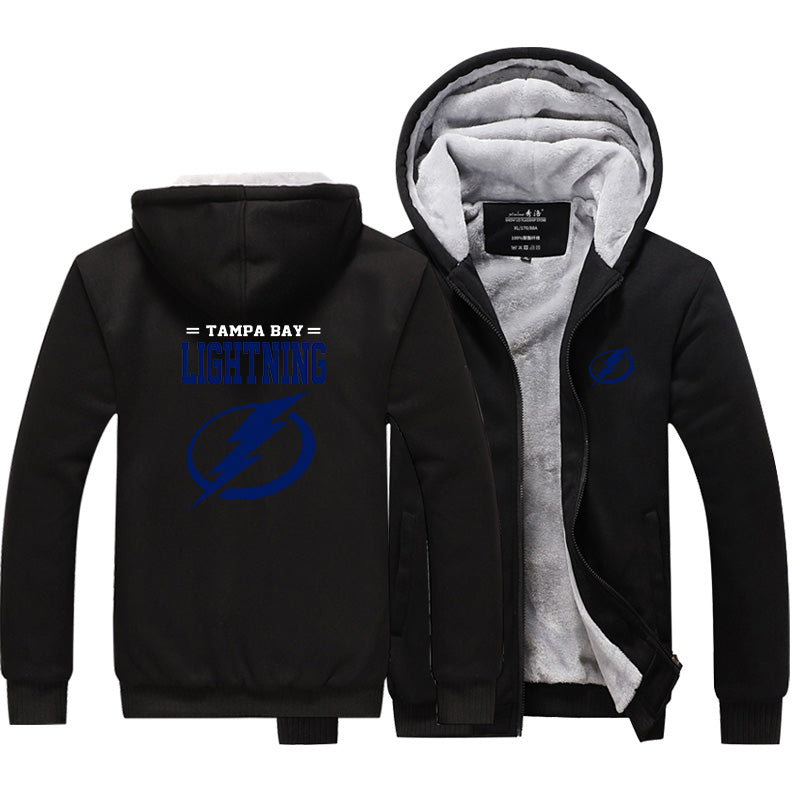 Tampa Bay Lightning Hockey Team  Unisex Lined Hoodie Fleece Sweatshirt Full Zipper Hooded Thicken Jacket