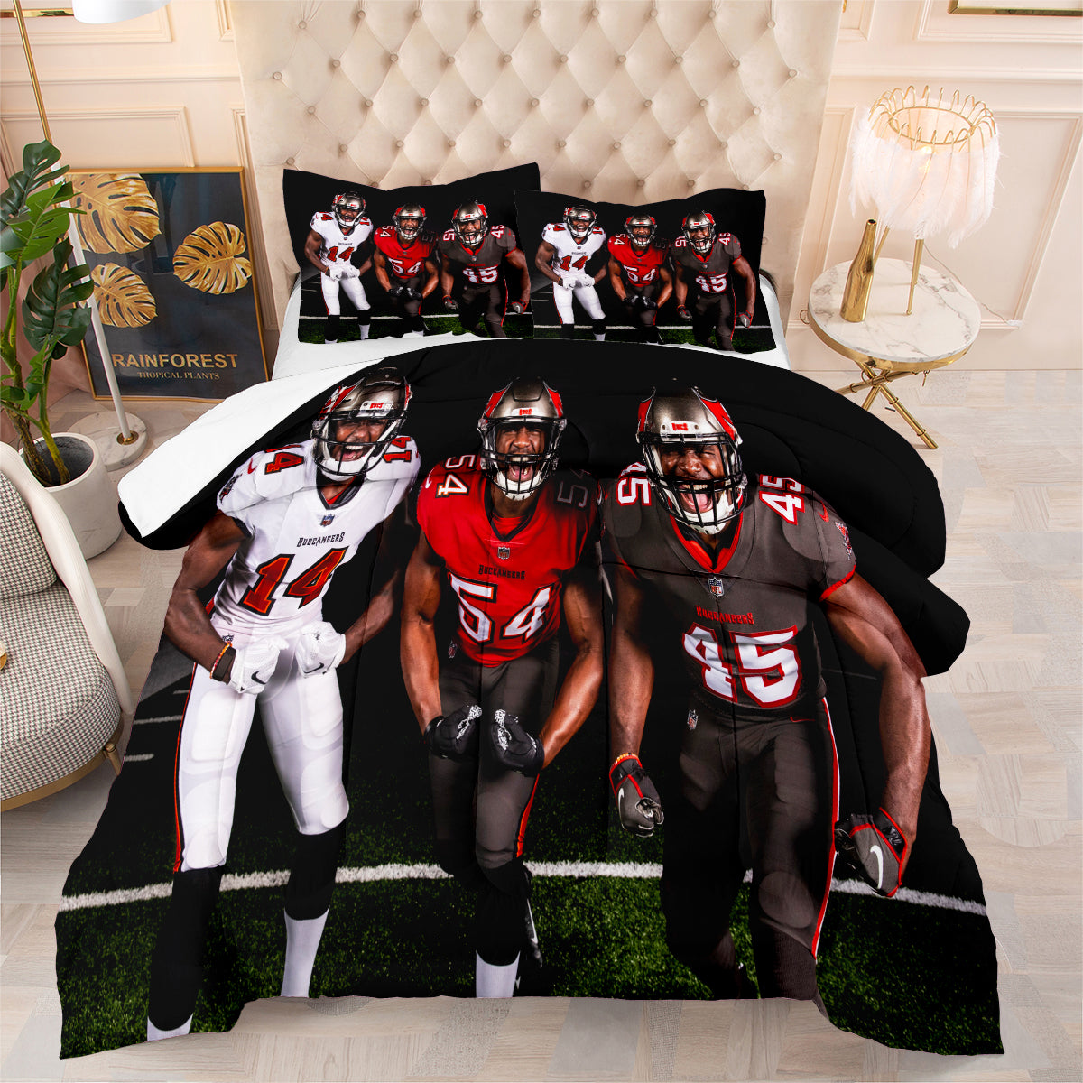 Tampa Bay Rugby Buccaneers Comforter Pillowcases 3PC Sets Blanket All Season Reversible Quilted Duvet
