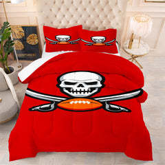 Tampa Bay Rugby Buccaneers Comforter Pillowcases 3PC Sets Blanket All Season Reversible Quilted Duvet