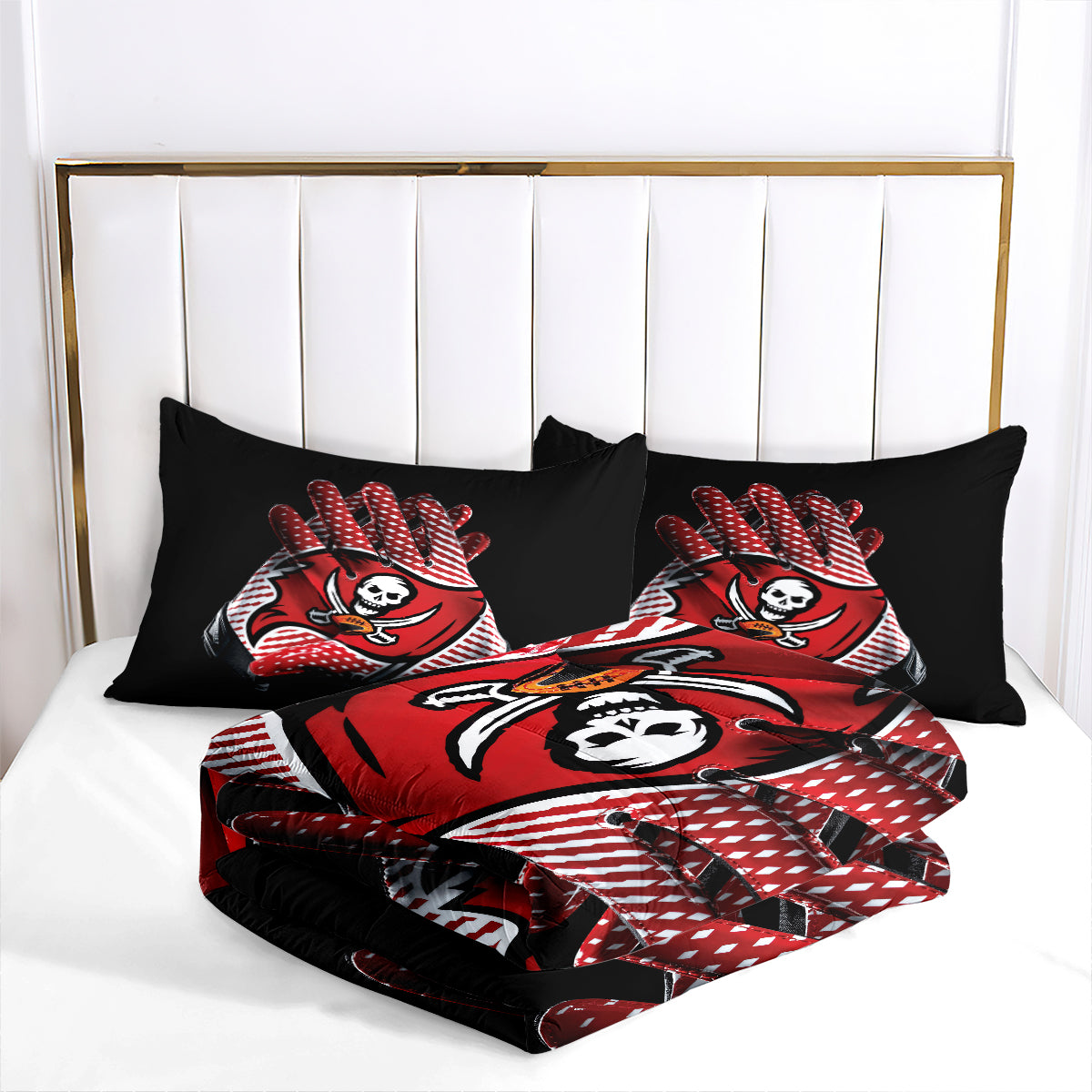 Tampa Bay Rugby Buccaneers Comforter Pillowcases 3PC Sets Blanket All Season Reversible Quilted Duvet
