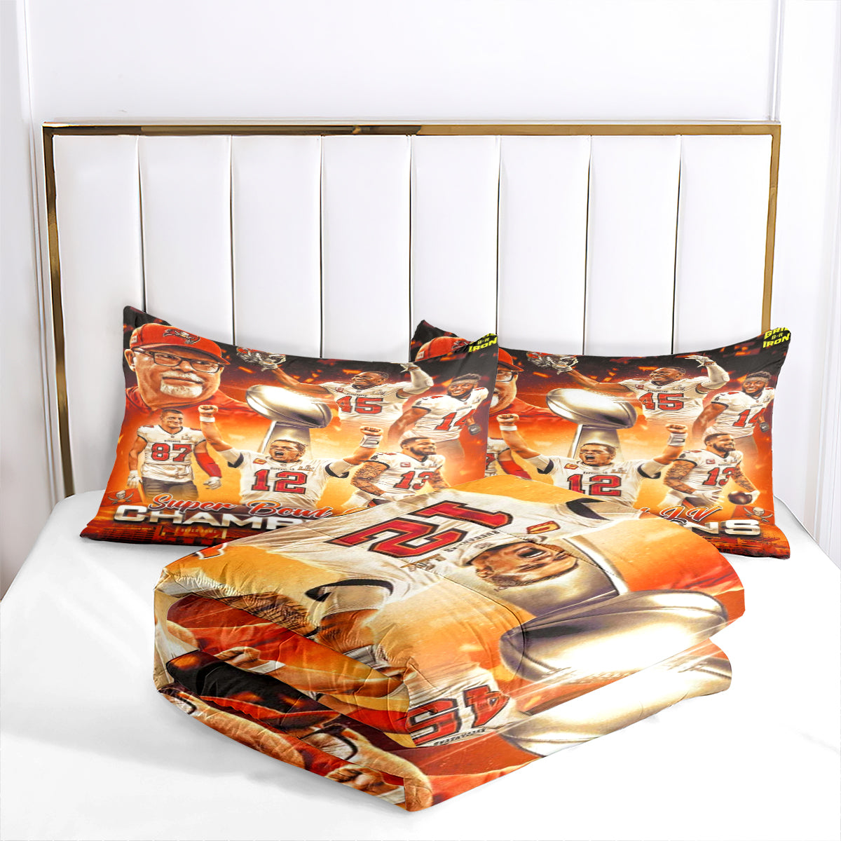 Tampa Bay Rugby Buccaneers Comforter Pillowcases 3PC Sets Blanket All Season Reversible Quilted Duvet
