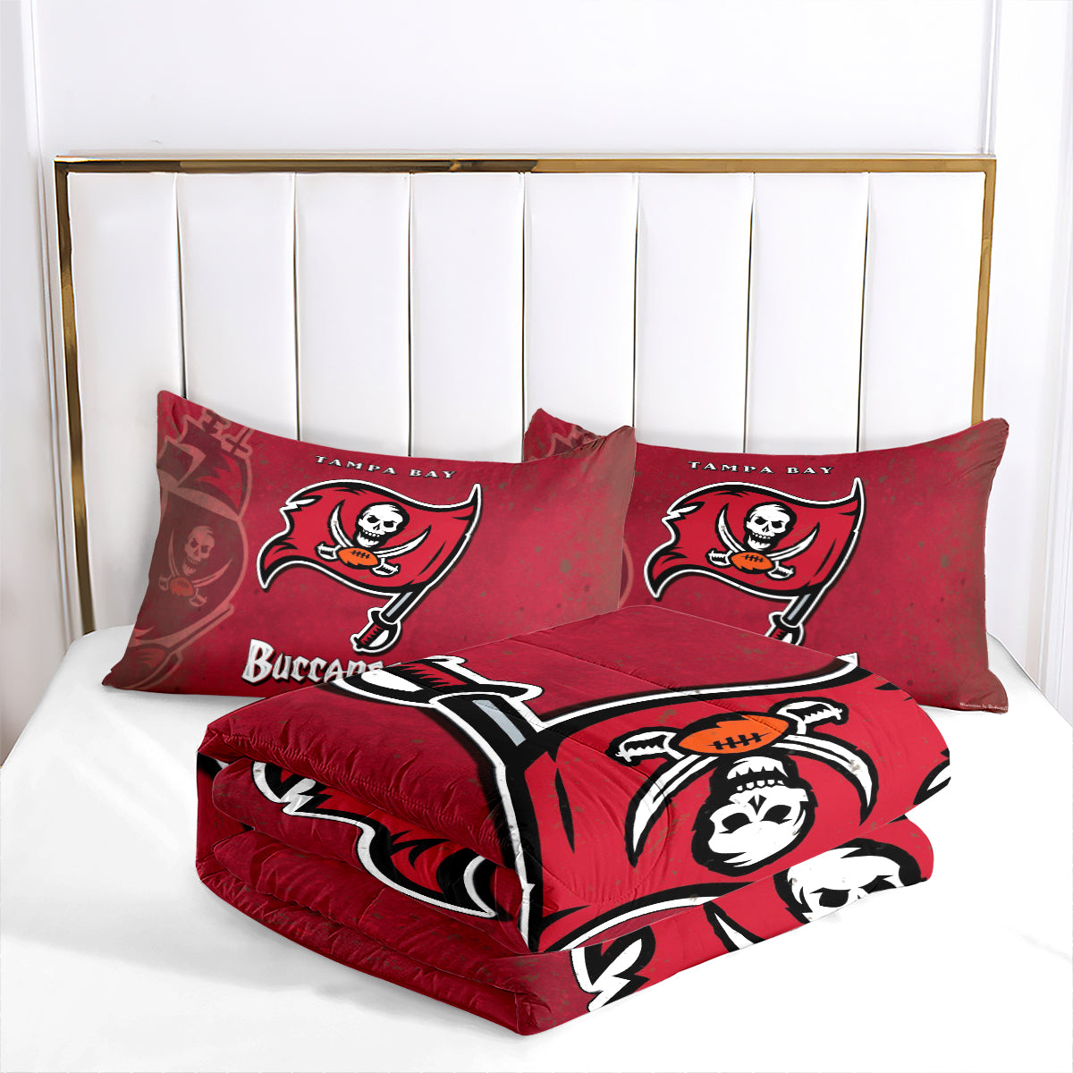 Tampa Bay Rugby Buccaneers Comforter Pillowcases 3PC Sets Blanket All Season Reversible Quilted Duvet